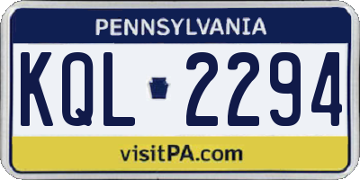 PA license plate KQL2294