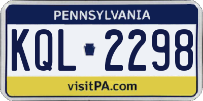 PA license plate KQL2298