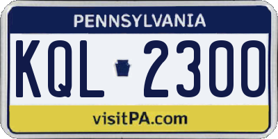 PA license plate KQL2300