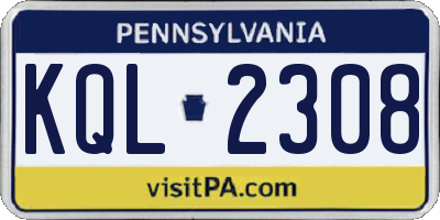 PA license plate KQL2308