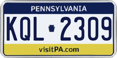 PA license plate KQL2309
