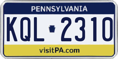 PA license plate KQL2310