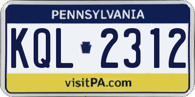 PA license plate KQL2312