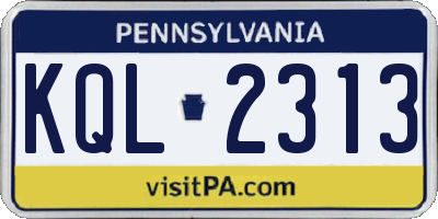 PA license plate KQL2313