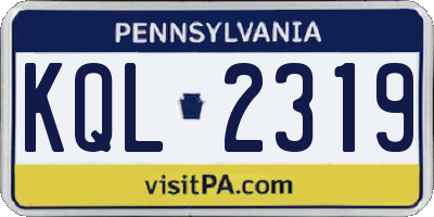 PA license plate KQL2319