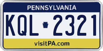 PA license plate KQL2321