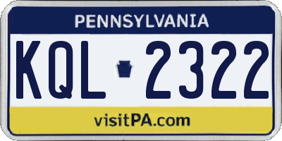 PA license plate KQL2322