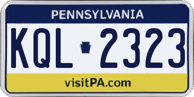 PA license plate KQL2323