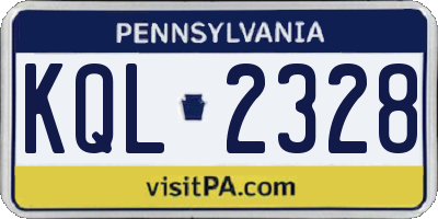 PA license plate KQL2328