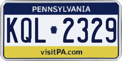 PA license plate KQL2329