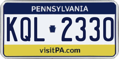 PA license plate KQL2330