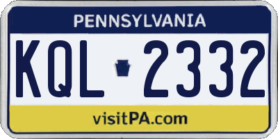 PA license plate KQL2332