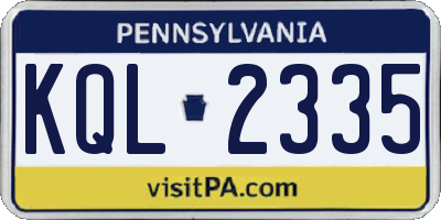 PA license plate KQL2335