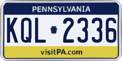 PA license plate KQL2336