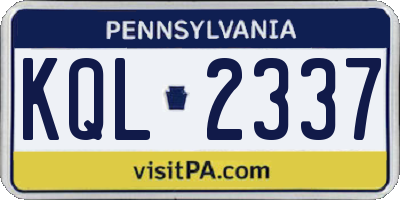 PA license plate KQL2337