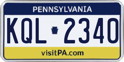 PA license plate KQL2340