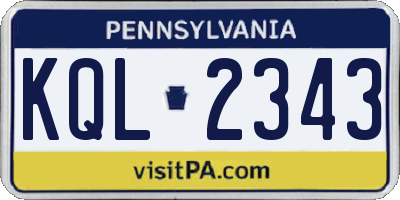 PA license plate KQL2343