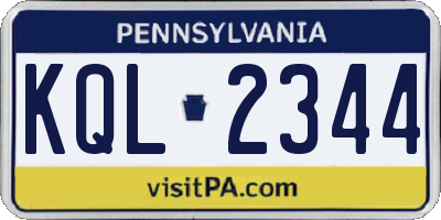 PA license plate KQL2344
