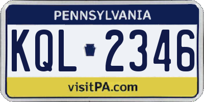 PA license plate KQL2346