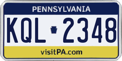 PA license plate KQL2348