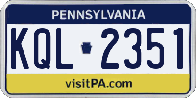 PA license plate KQL2351