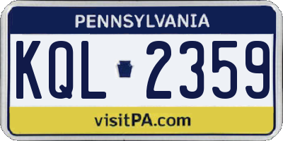 PA license plate KQL2359