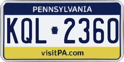 PA license plate KQL2360