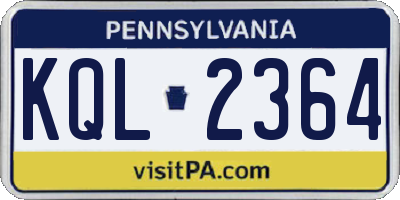 PA license plate KQL2364