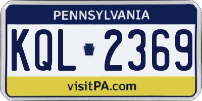PA license plate KQL2369