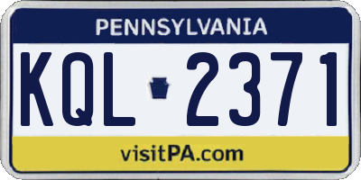 PA license plate KQL2371