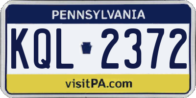 PA license plate KQL2372