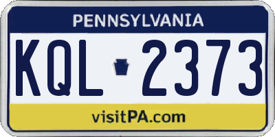 PA license plate KQL2373