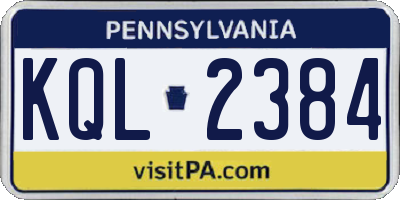 PA license plate KQL2384