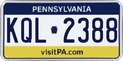 PA license plate KQL2388