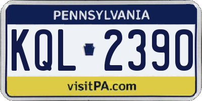 PA license plate KQL2390