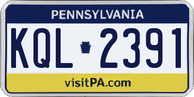 PA license plate KQL2391