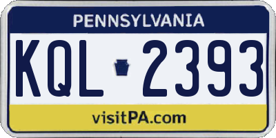 PA license plate KQL2393