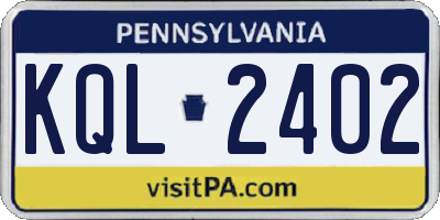 PA license plate KQL2402