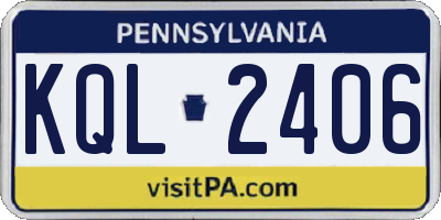 PA license plate KQL2406