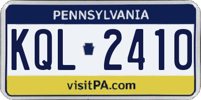 PA license plate KQL2410