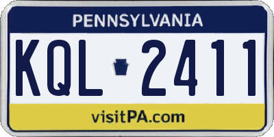 PA license plate KQL2411