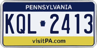 PA license plate KQL2413