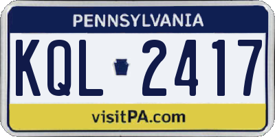 PA license plate KQL2417