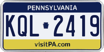 PA license plate KQL2419