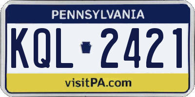 PA license plate KQL2421
