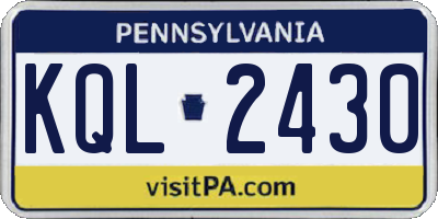 PA license plate KQL2430