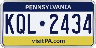 PA license plate KQL2434