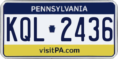 PA license plate KQL2436