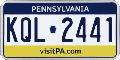 PA license plate KQL2441