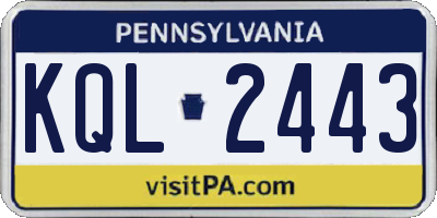 PA license plate KQL2443